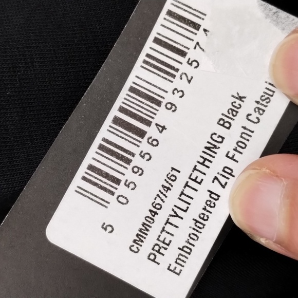 Pretty Little Things Black Zip Cat Suit Size US 12 stretch mock collar - Picture 7 of 10